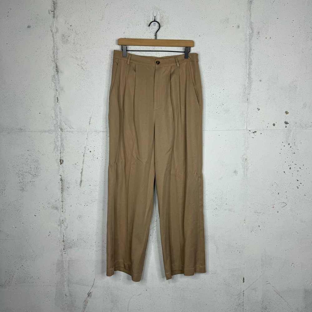 Reformation Wide Leg Mason Khaki Cargo Pants Relaxed Pleated Front 10